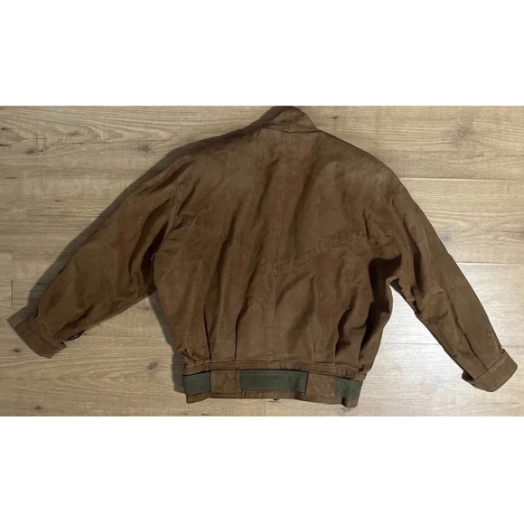 Vintage Omanni Suede Leather Bomber Jacket Womens Small Brown - Picture 2 of 6